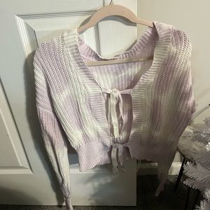 PURPLE TYE DYE OPEN FRONT SWEATER! 💜